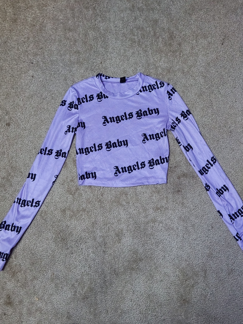 Lavender Long-Sleeve Crop Top
